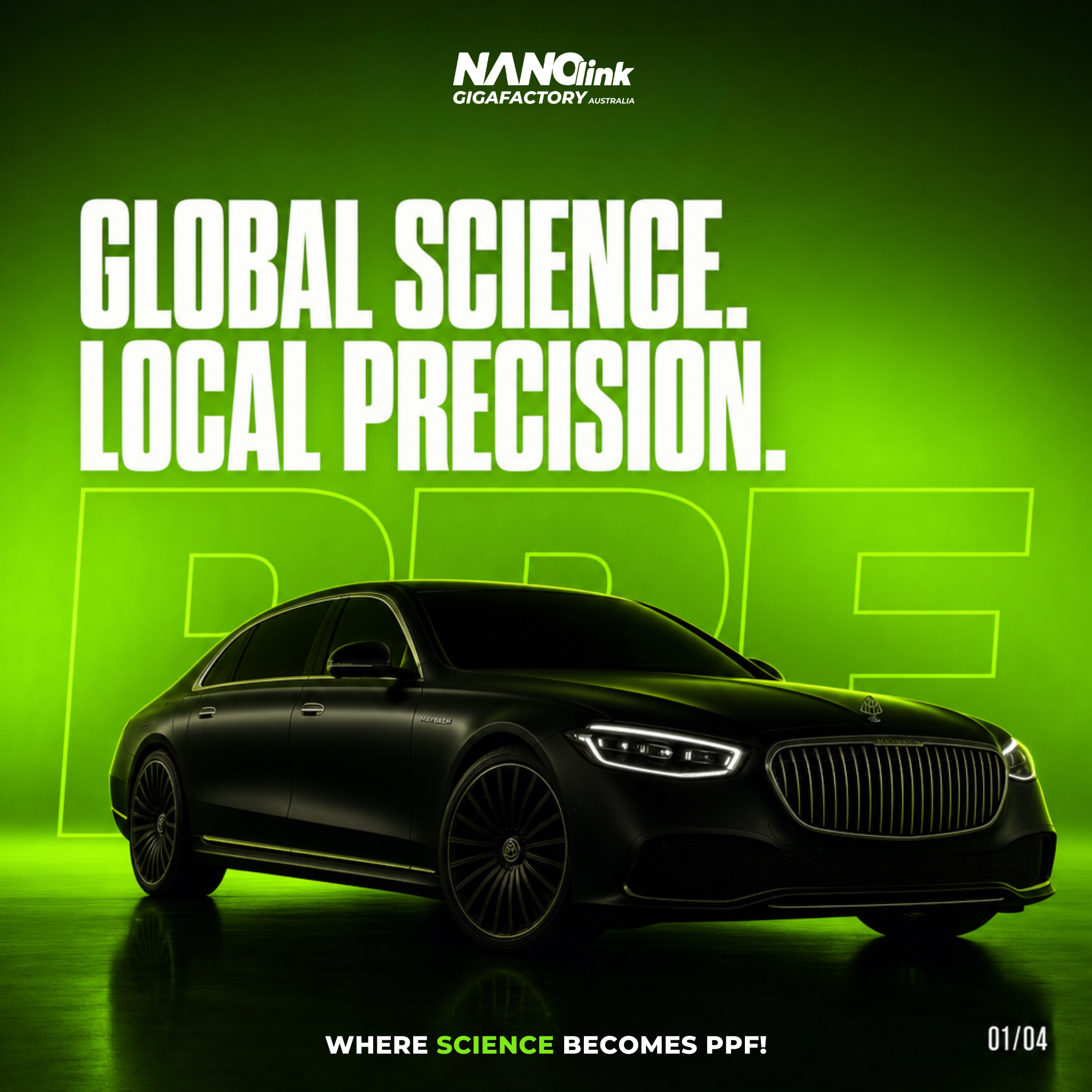 Global Science. Local Precision. NANOlink PPF — the science-driven paint protection film, engineered worldwide, now home in Australia.