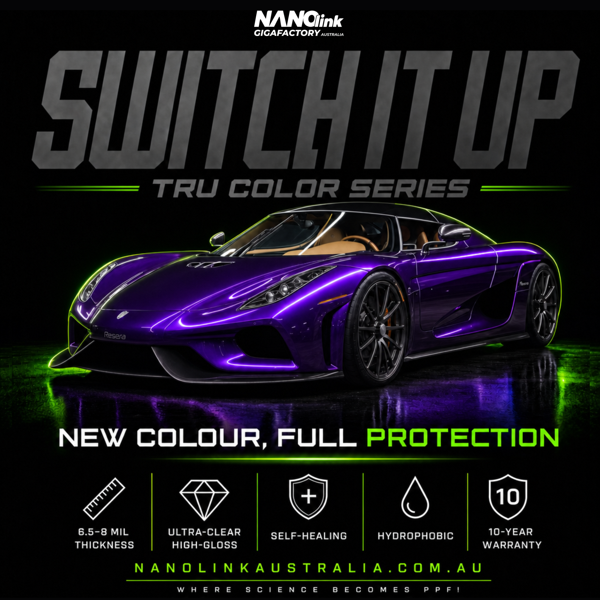 NANOlink Tru Color PPF, single-layer TPU coloured PPF